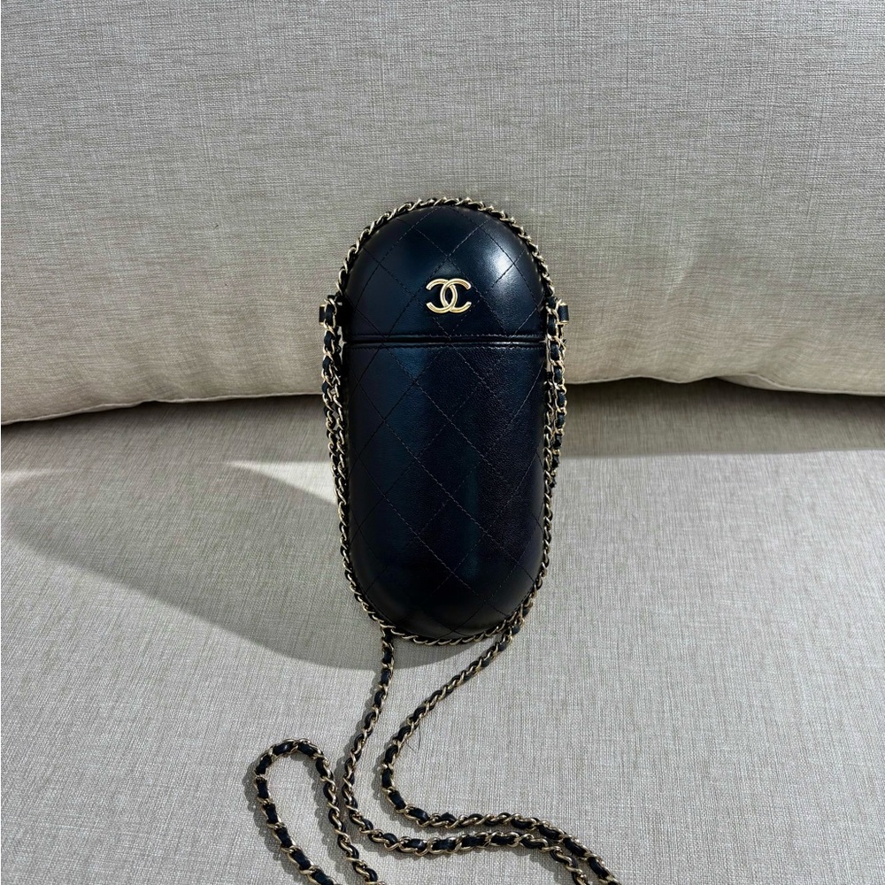 CHANEL Black Lambskin Quilted Mini Case Bag GHW
